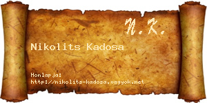 Nikolits Kadosa névjegykártya